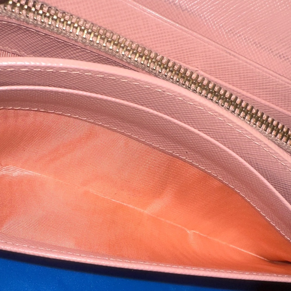 Prada Pink Saffiano Bow Continental Wallet with Gold Logo Box COA - Picture 11 of 14